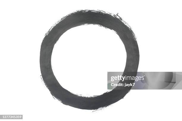 black paint stroke - brush circle stock-fotos und bilder