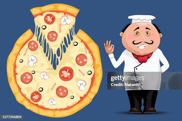 pizza - man ready to eat stock illustrations