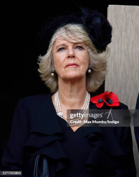 Camilla, Duchess of Cornwall attends the annual Remembrance Sunday service at The Cenotaph on November 12, 2006 in London, England. The armistice...