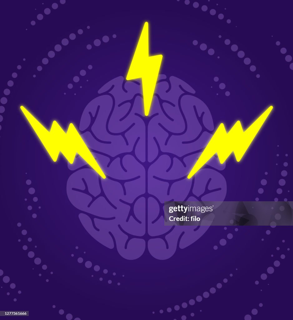 Brain Power Thought Lightning Bolt Concept
