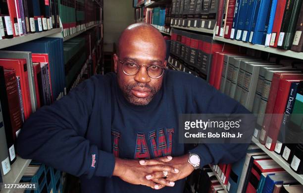 Simpson prosecutor Christopher Darden inside the Law library at South-Western University, School of Law, March 19, 1996 in Los Angeles, California...