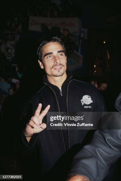 American singer Kevin Richardson of the Backstreet Boys at the Planet Hollywood Beverly Hills to donate an outfit from their recent world tour to...