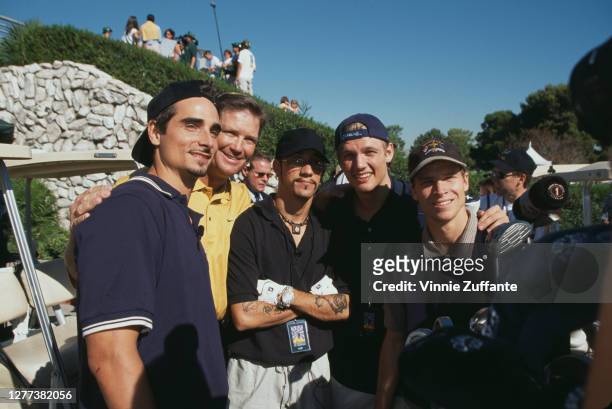 American boy band Backstreet Boys during 1998 Fairway to Heaven Golf Tournament in Las Vegas, Nevada, United States, 21st October 1998; they are...