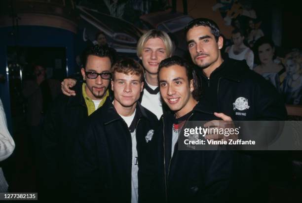 The Backstreet Boys at the Planet Hollywood Beverly Hills to donate an outfit from their recent world tour to Planet Hollywood's world renown...