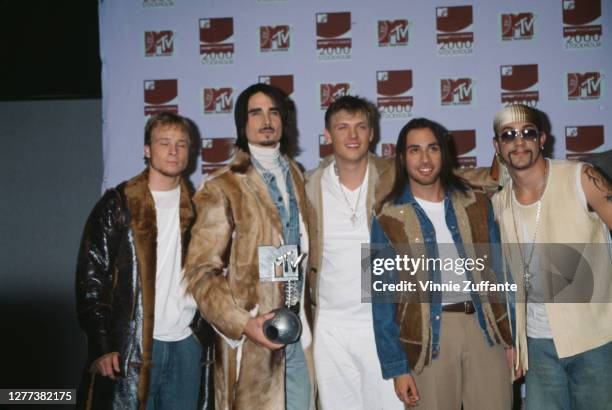 American boy band Backstreet Boys attend the Europe MTV Music Awards in Stockholm, Sweden, 16th November 2000; they are Brian Littrell, Kevin...