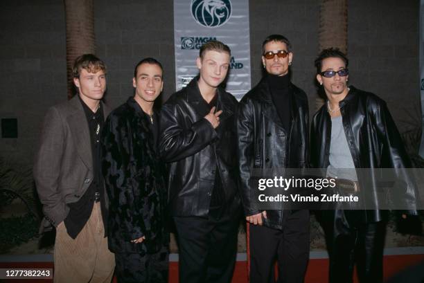 American pop group Backstreet Boys attend the Eighth Annual Billboard Music Awards on December 8, 1997 at MGM Grand Garden Arena in Las Vegas,...