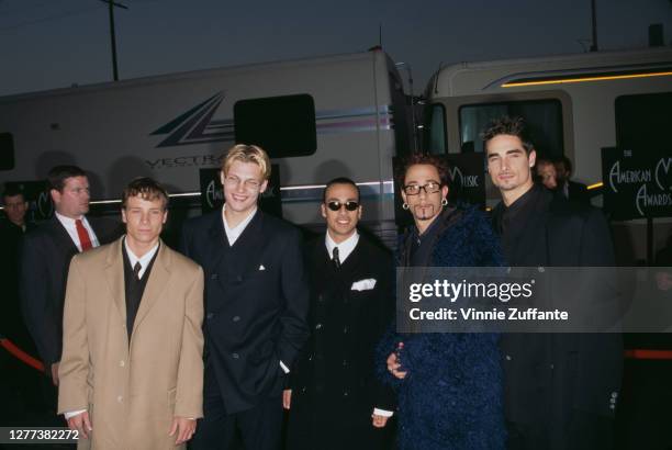 Pop group Backstreet Boys attend the 26th Annual American Music Awards on January 11, 1999 at the Shrine Auditorium in Los Angeles, California; they...