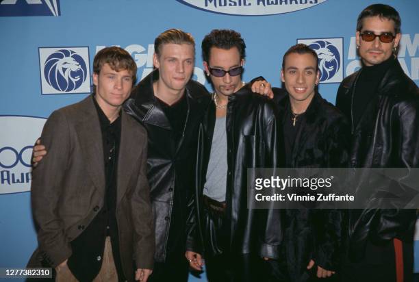 American pop group Backstreet Boys attend the Eighth Annual Billboard Music Awards on December 8, 1997 at MGM Grand Garden Arena in Las Vegas,...