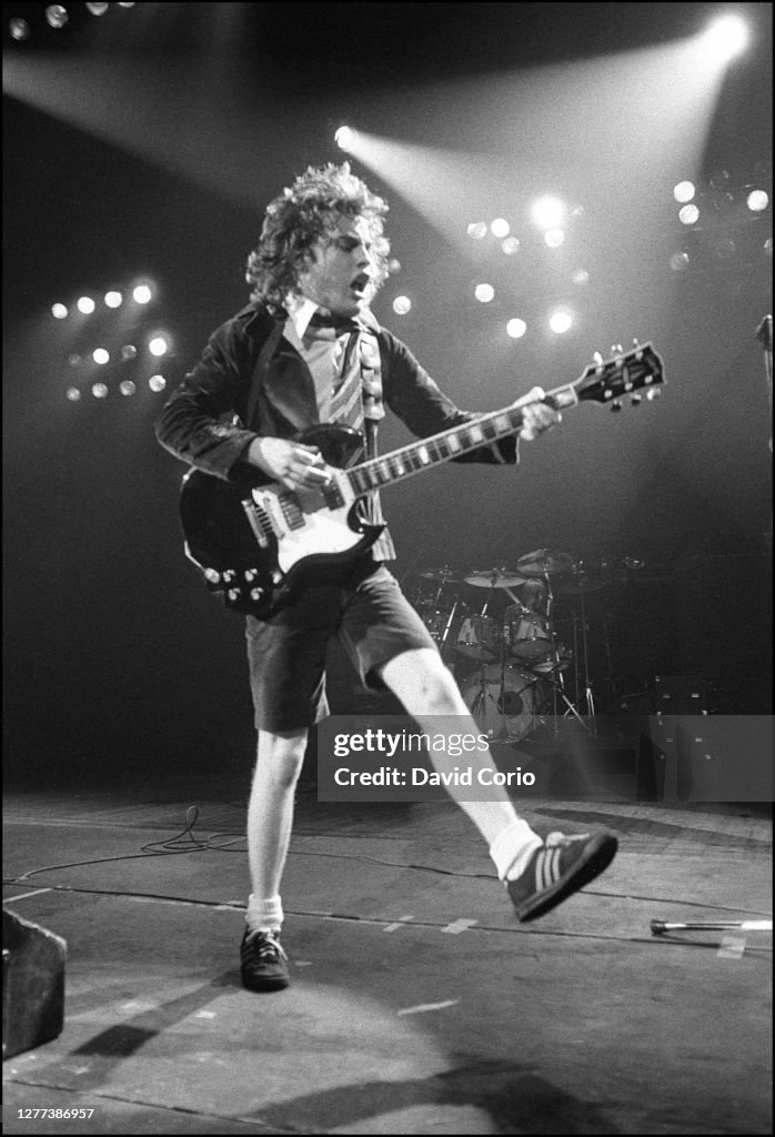 Angus Young of AC/DC performing at Hammersmith Odeon, London, UK 1 ...