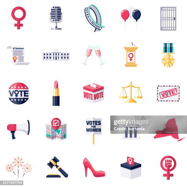 ilustraciones, imágenes clip art, dibujos animados e iconos de stock de conjunto de iconos de votos de las mujeres - bill of rights icons