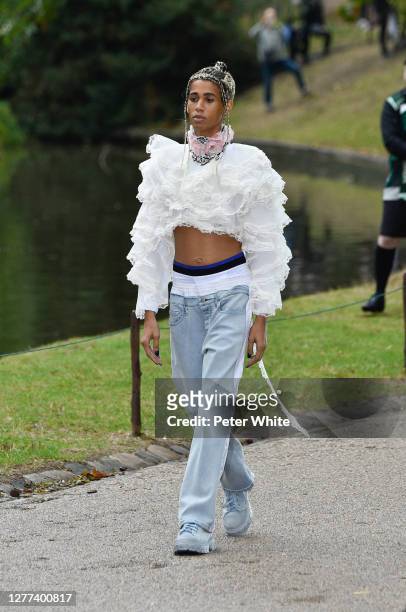 Model walks the runway during the Koche Womenswear Spring/Summer 2021 show as part of Paris Fashion Week on September 29, 2020 in Paris, France.
