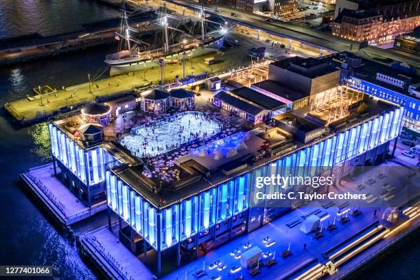 An aerial view of The Rooftop at Pier 17 on February 22, 2020 in New York City.