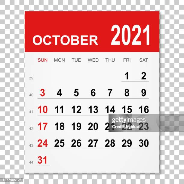 oktober 2021 kalender - oktober stock-grafiken, -clipart, -cartoons und -symbole