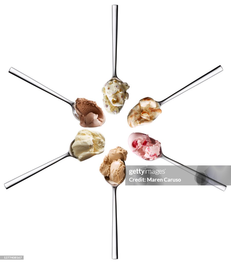 Ice cream in spoons