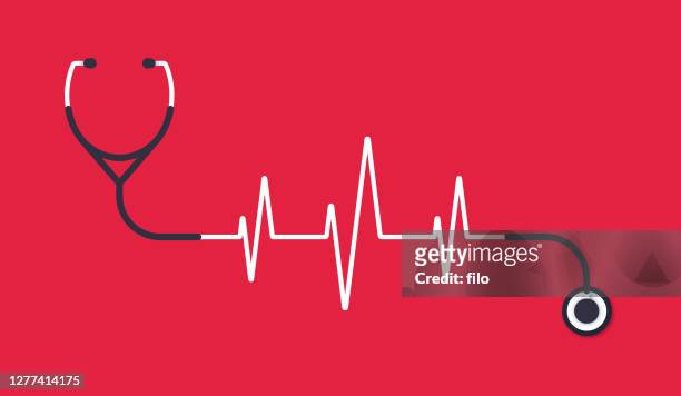 ilustraciones, imágenes clip art, dibujos animados e iconos de stock de stethoscope heart pulse trace concept illustration - electrocardiography