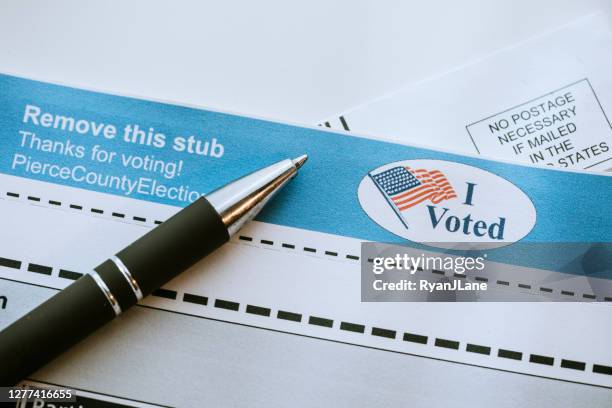 absentee mail-in voting ballot detail - ballot slip stock pictures, royalty-free photos & images