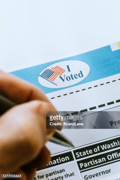 absentee mail-in voting ballot detail - voting by mail stock pictures, royalty-free photos & images