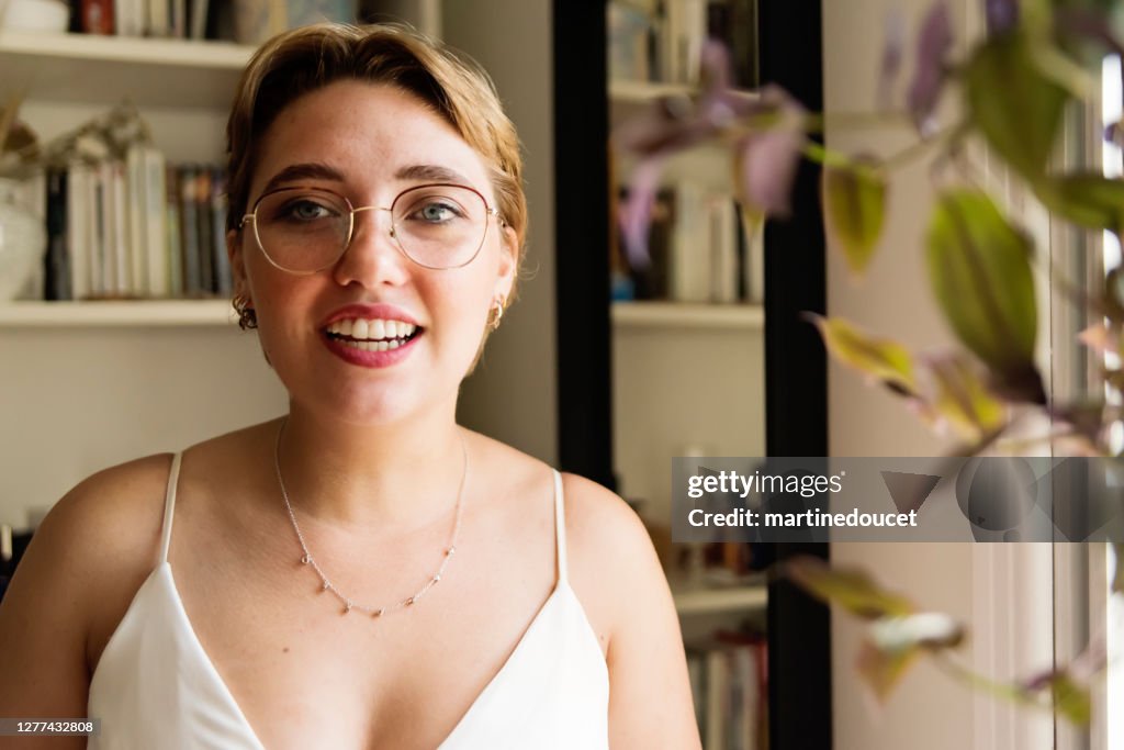 Millennial future bride getting ready for wedding.