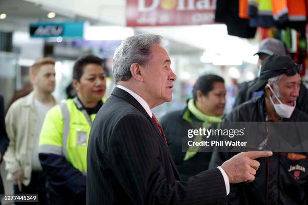 New Zealand First Leader Winston Peters on the campaign trail as he meets people in Mangere on September 30, 2020 in Auckland, New Zealand. The 2020...