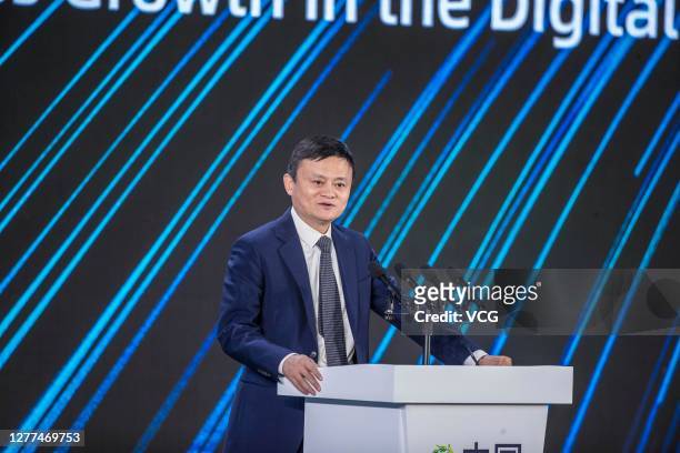 Jack Ma, founder of Alibaba Group, speaks during 2020 China Green Companies Summit on September 29, 2020 in Haikou, Hainan Province of China.