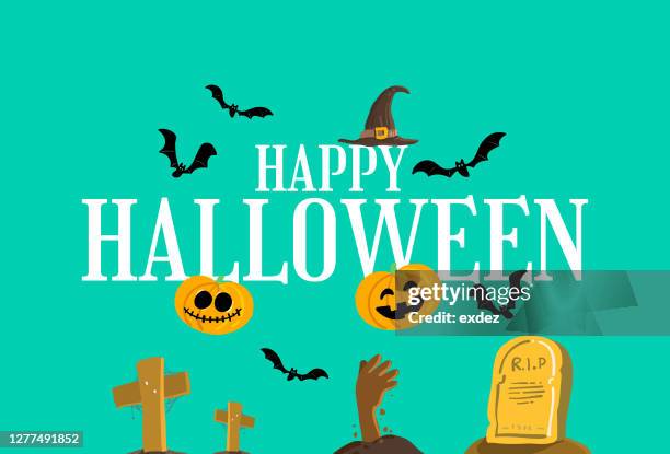 halloween greetings design - ghost town stock illustrations