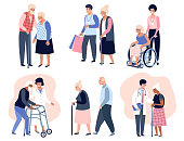 Elderly people walking,