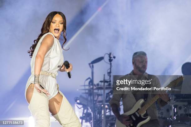 Barbadian singer, songwriter, actress, and businesswoman Rihanna performs live on stage at San Siro Stadium for Anti World Tour. Milan , July 14th,...