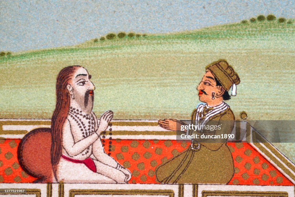 Príncipe indiano encontrando um guru, Mughal India, século XIX