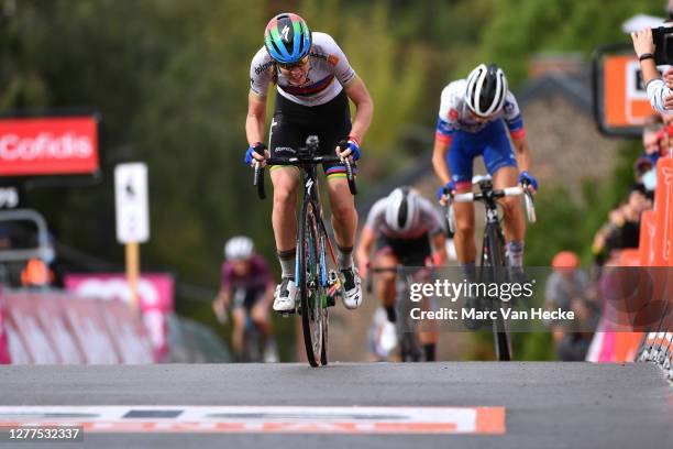 Arrival / Anna Van Der Breggen of The Netherlands and Boels Dolmans Cycling Team World Champion Jersey / Cecilie Uttrup Ludwig of Denmark and Team...