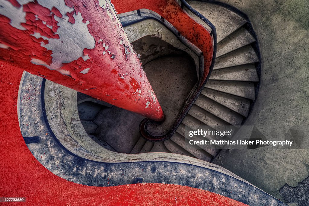 Red spiral staircase