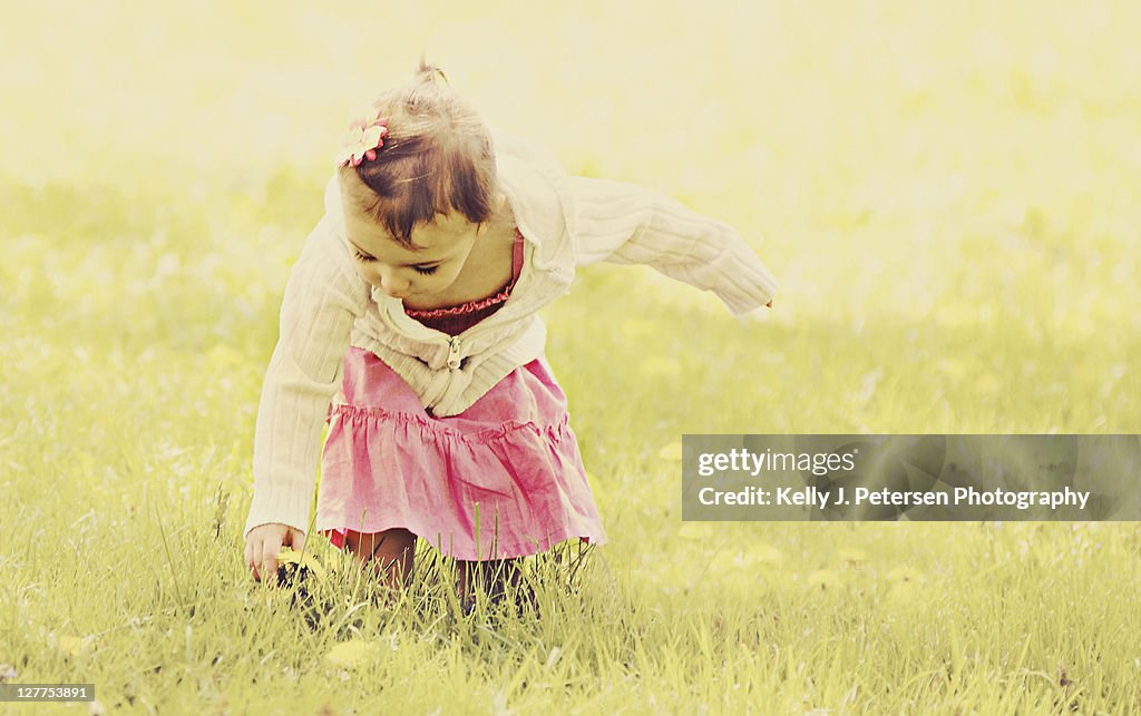 Girl piking  flowers