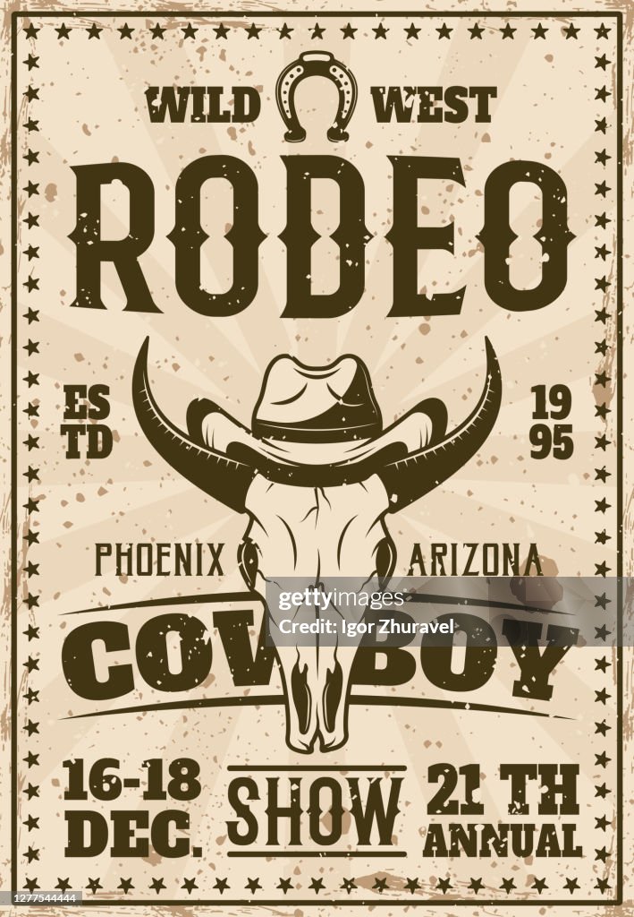 Advertisement For Rodeo Rodeo Show Advertisement Poster For Event In Retro Style Vector ...