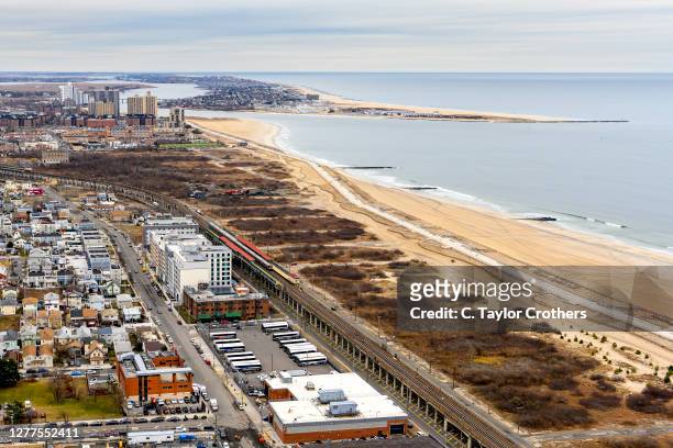 An aerial view of Rockaway Beach on February 05, 2020 in New York City.
