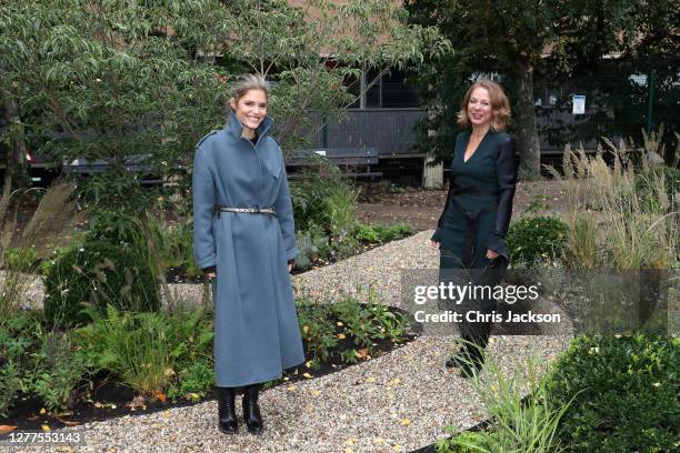 Carly Cole and Jo Thompson pose at the launch of the 11 Foundation and opening of their first NHS garden with RHS Chelsea Designer Jo Thompson at...