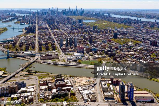 An aerial view of the South Bronx and Harlem on April 28, 2020 in New York City.