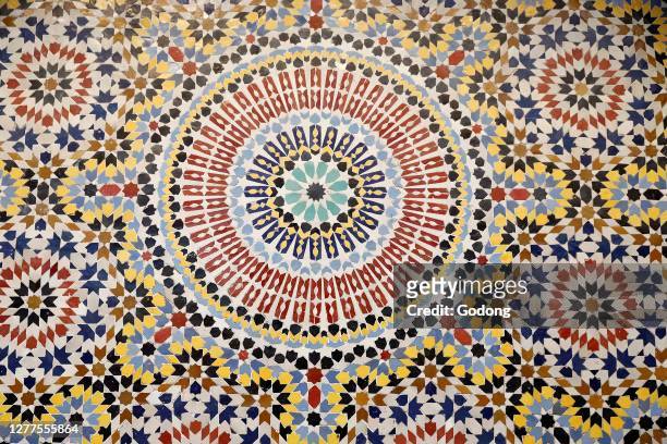 Mosque decoration in the old city of Fes, Morocco.
