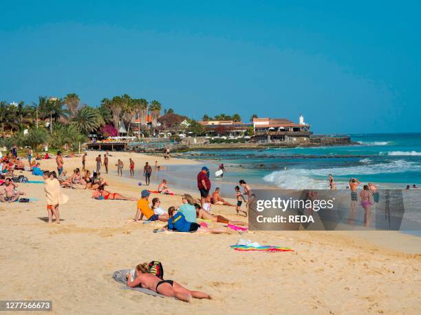 Beach Praia de Santa Maria. The island Sal. Cape Verde. An archipelago in the equatorial atlantic in Africa..