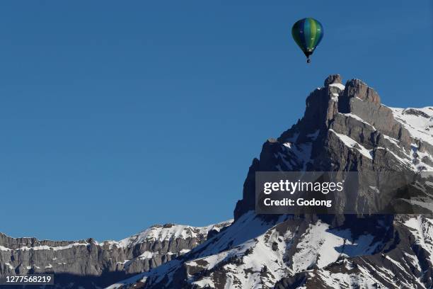 Hot air balloon in the French Alps. France.