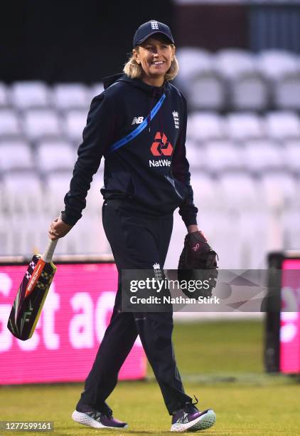 Lisa Keightley, head coach of England Women looks on during the 5th Vitality IT20 match between England Women and West Indies Women at the Incora...