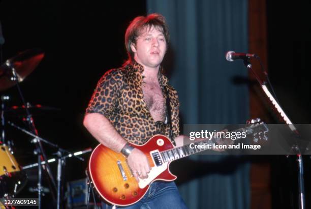 Canadian guitarist, keyboardist, vocalist, songwriter, and producer Aldo Nova performs on June 27 at Pine Knob Music Theatre in Clarkston, Michigan,...