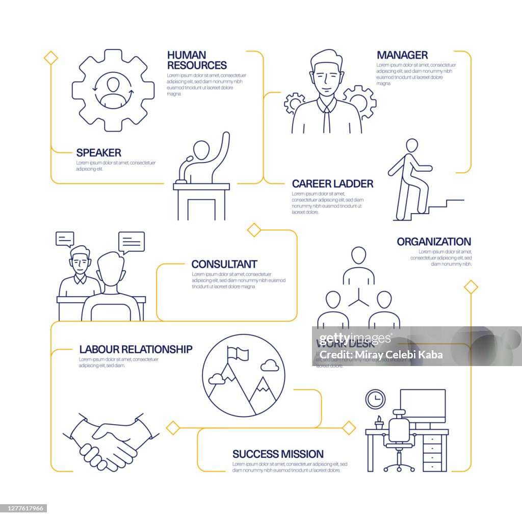 Business Management Modern Line Style Infographic Template Workflow ...