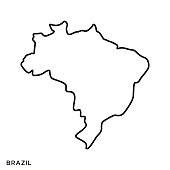 Brazil Map Vector Stock Illustration Design Template. Editable Stroke.