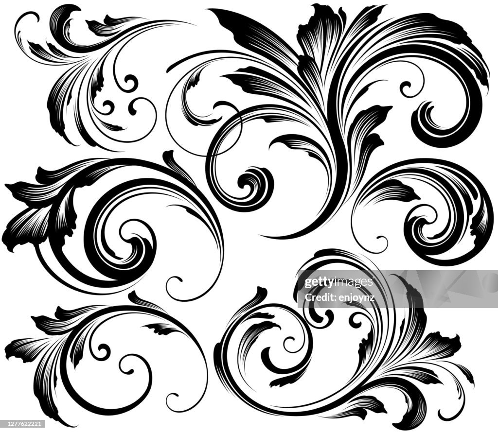 Ornate swirling floral motif vector