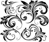 Ornate swirling floral motif vector