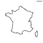 France Map Vector Stock Illustration Design Template. Editable Stroke.