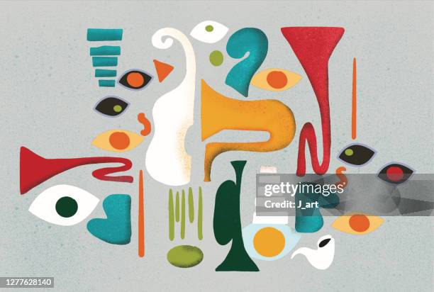 seamless jazz musical instruments - guitar illustration stock pictures, royalty-free photos & images