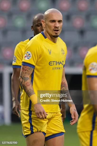 Maicon Pereira Roque of Al-Nassr reacts during the AFC Champions League Quarter Final match between Al-Nassr and Al Ahli Saudi FC at Jassim Bin Hamad...