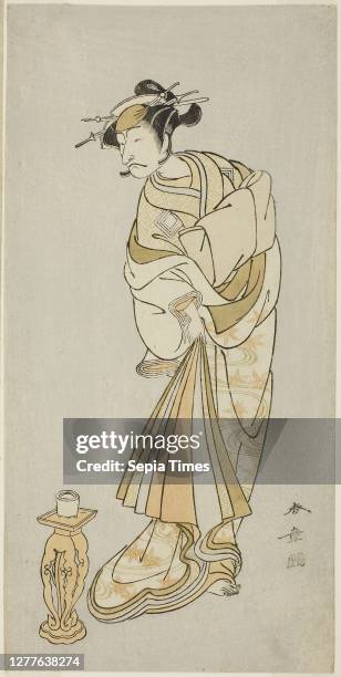 The Actor Ichikawa Danjuro V as the Spirit of Monk Seigen in the Shosagoto Dance Sequence Sono Utsushi-e Matsu ni Kaede , the Last Scene of Part Two...