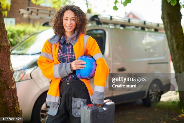 small business tradesperson - plumber van stock pictures, royalty-free photos & images