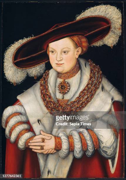 Portrait of Magdalena of Saxony, Wife of Elector Joachim II of Brandenburg, c. 1529, Lucas Cranach the Elder, German, 1472 -1553, Germany, Oil on...